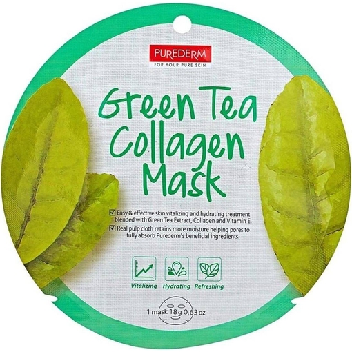 Product Purederm Green Tea Collagen Mask Sheet Μάσκα Προσώπου Με Πράσινο Τσάι & Κολλαγόνο 18g base image