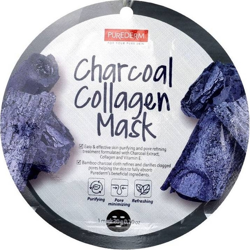Product Purederm Charcoal Collagen Mask Sheet Μάσκα Προσώπου Με Ενεργό Άνθρακα & Κολλαγόνο 18g base image