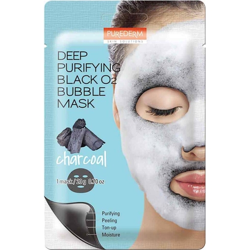 Product Purederm Deep Purifying Black O2 Bubble Mask Charcoal Μάσκα Καθαρισμού Με Ενεργό Άνθρακα 20g base image