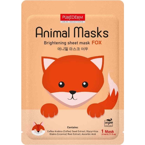 Product Purederm Animal Mask Fox Brightening Sheet Mask 21ml base image