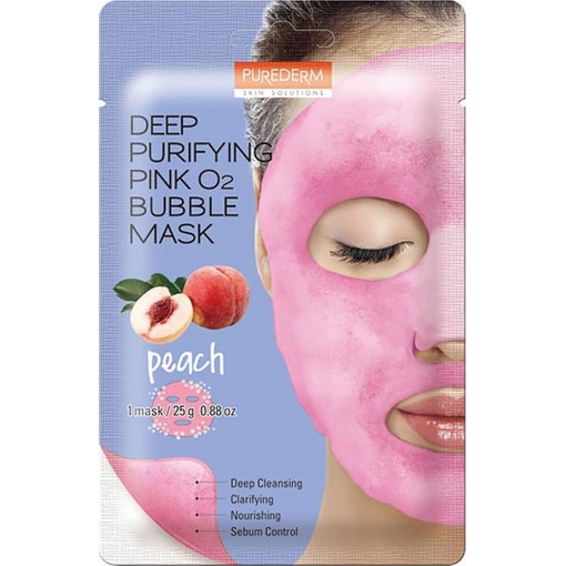 Product Purederm Deep Purifying Pink O2 Bubble Mask Peach Μάσκα Καθαρισμού Με Εκχύλισμα Ροδάκινου 20g base image