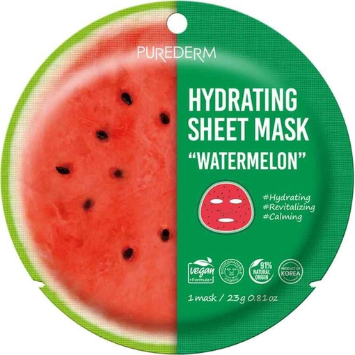 Product Purederm Hydrating Sheet Mask Watermelon Ενυδατική Μάσκα Προσώπου Με Καρπούζι 23g base image
