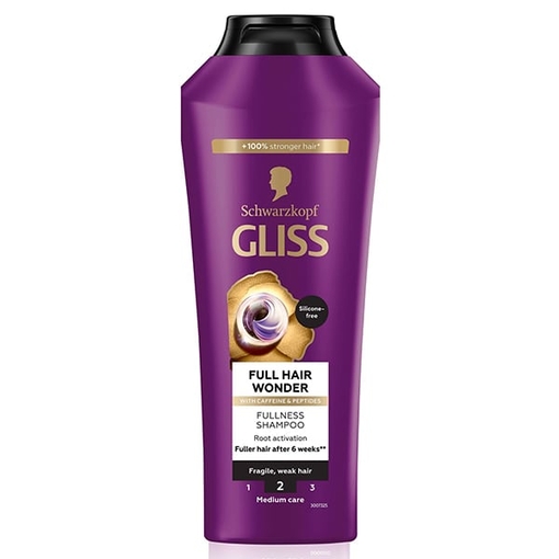 Product Schwarzkopf Gliss Full Hair Wonder Σαμπουάν Ενδυνάμωσης με Καφεΐνη & Πεπτίδια για Λεπτά και Αδύναμα Μαλλιά 400ml base image