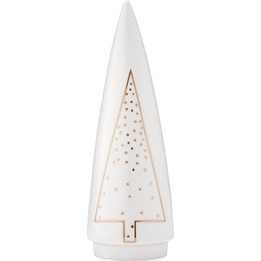 Product Cone Tree Κωνικό Έλατο Διακοσμητικό Κεραμικό 21cm – Λευκό/Χρυσό base image