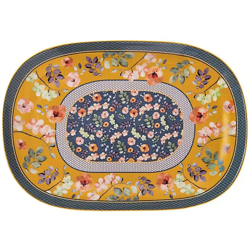 Product Maxwell Williams Arcadia Rectangular Plate 40x28cm Grey/Blue With Flowers Ceramic -Gift Packed base image