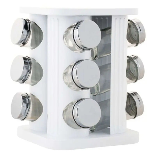 Product Maxwell & Williams Metal Spice Rack with Spice Jar Set 12pcs Astor GU0206 White base image