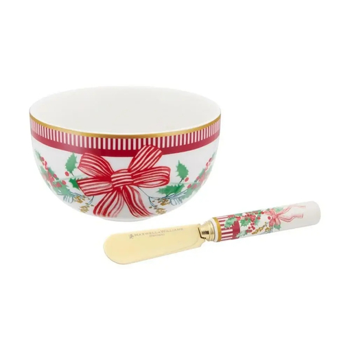 Product Maxwell & Williams Ball & Knife for Dip Christmas Festive Flora 10cm base image