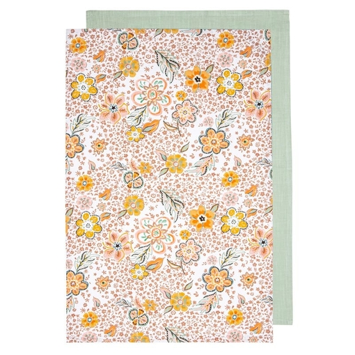 Product Ladelle Cotton Kitchen Towels 45x70cm Farrah Yellow/Green - Set of 2 pieces base image