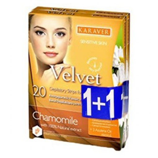 Product Karaver Αποτριχωτικές Ταινίες Προσώπου Velvet Face With Chamomile 1+1 base image