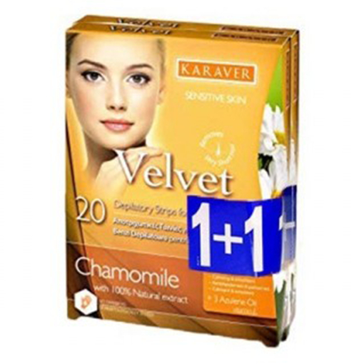 Product Karaver Αποτριχωτικές Ταινίες Προσώπου Velvet Face With Chamomile 1+1 Δώρο base image