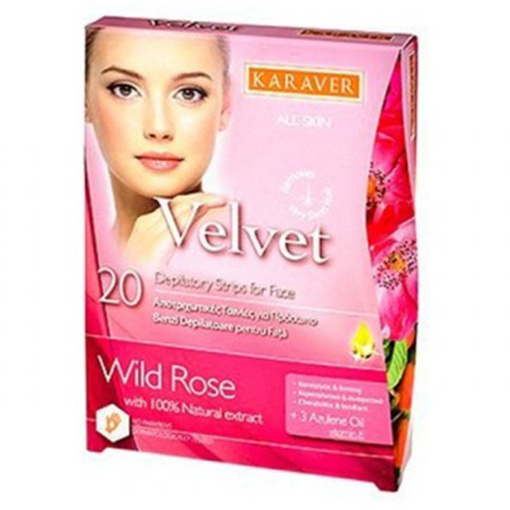 Product Karaver Αποτριχωτικές Ταινίες Προσώπου Velvet Face With Wild Rose 20τμχ base image