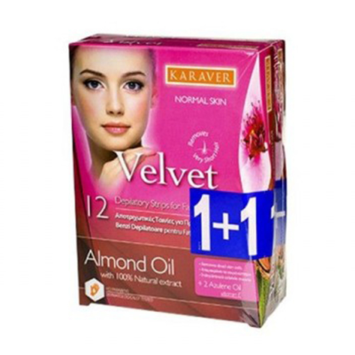 Product Karaver Αποτριχωτικές Ταινίες Προσώπου Velvet Face With Almond Oil 1+1 base image