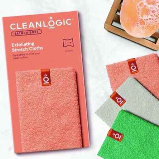 Product Cleanlogic Bath & Body Exfoliating Stretch Cloths Set of 3 base image