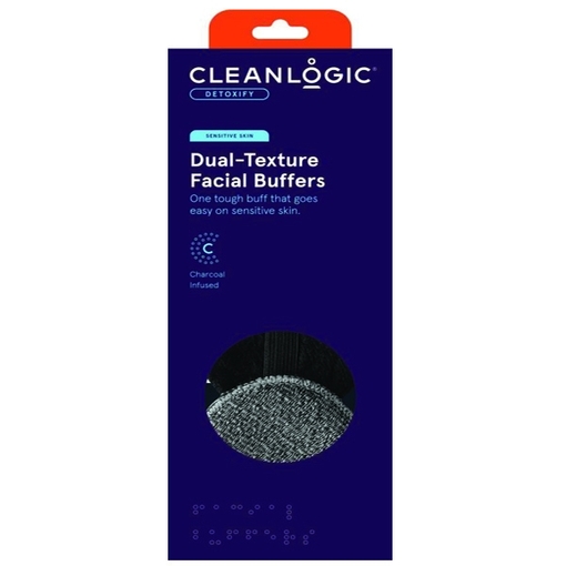 Product Cleanlogic Detoxify Dual-Texture Facial Buffers Sensitive Skin Set of 9 Black/Grey base image